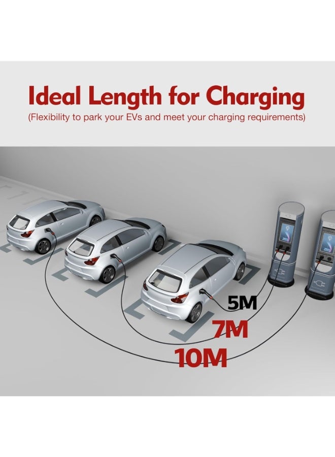MCEVKELN Type 2 Charging Cable 22 kW for Electric Car & Hybrid Type 2 Mode 3 Charging Cable E Car - 32A | 3 Phase | 7 m Charging Cable Electric Car Type 2 EV Charger with Handbag, Black - Image 2